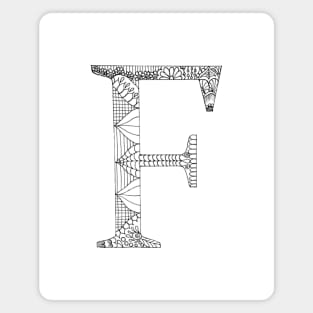 Henna Alphabet F / Henna Letter F - Black Henna Line Art Magnet